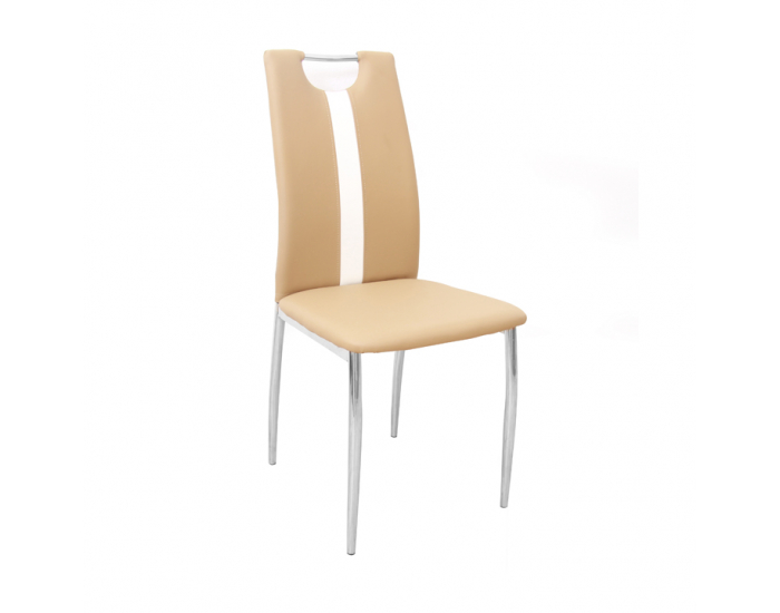 Jedálenská stolička Signa - béžová / biela / chróm