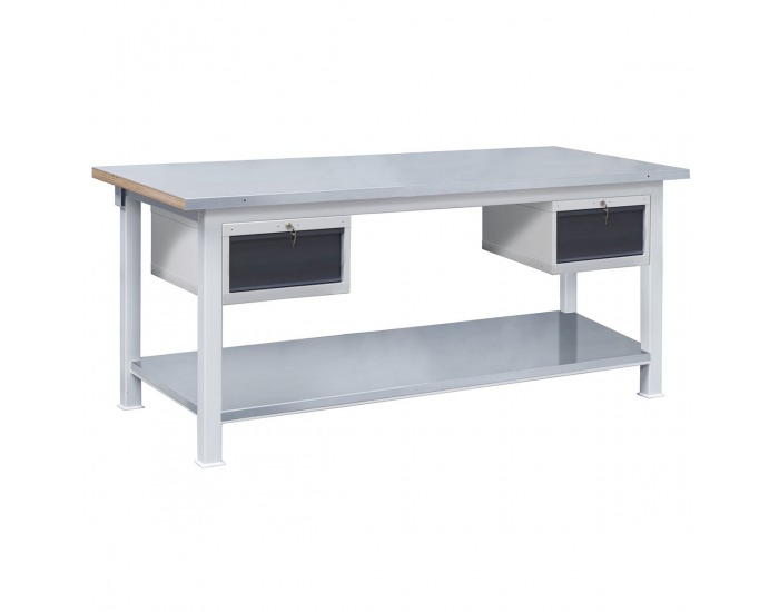 Pracovný stôl so zásuvkami 3T/P13P13/POC179 - svetlosivá / grafit