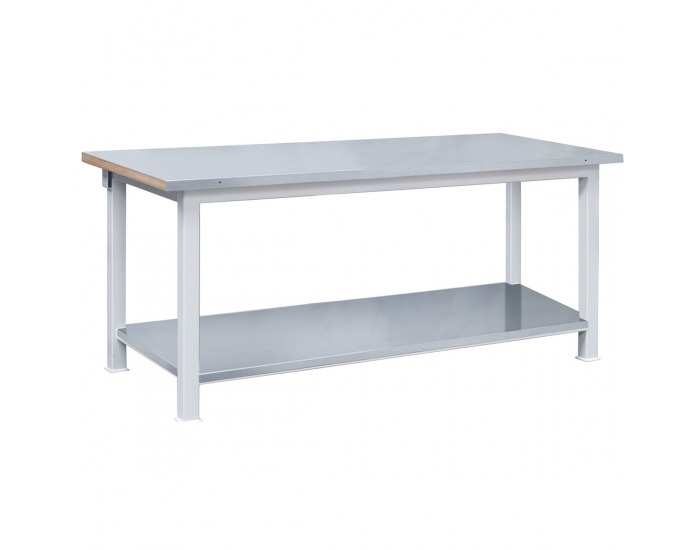 Pracovný stôl s plechovou policou 3T/POC179 - svetlosivá