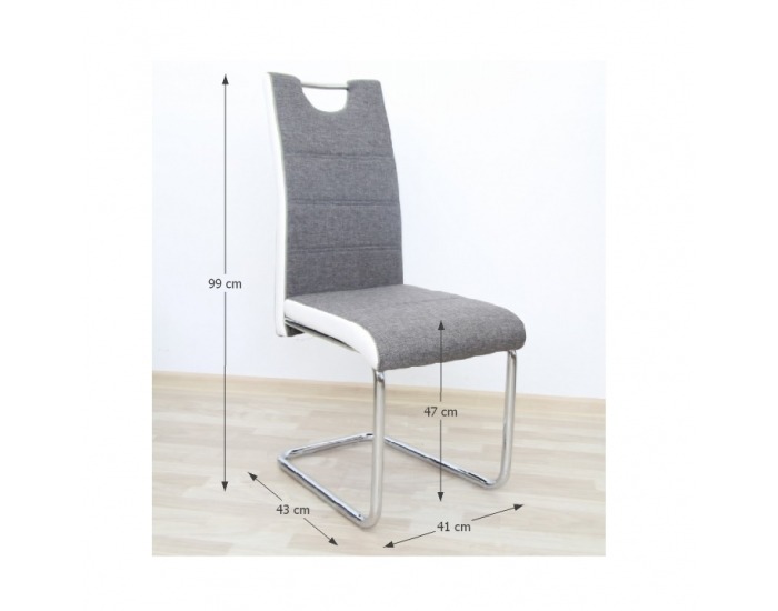 Jedálenská stolička Izma - sivá / biela / chróm