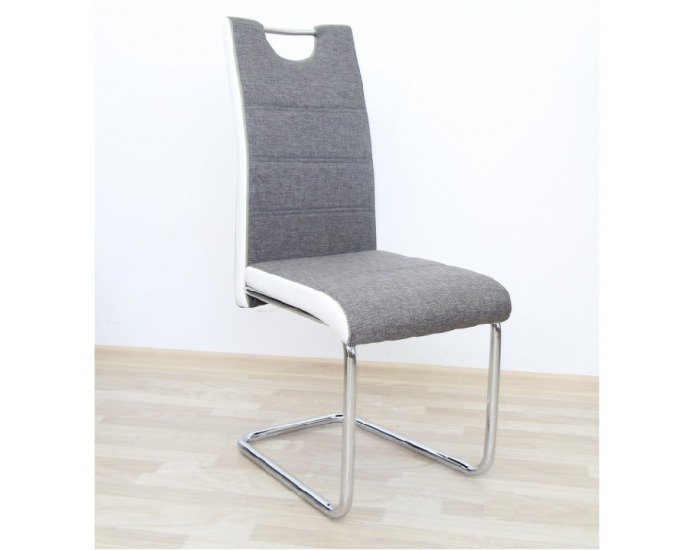 Jedálenská stolička Izma - sivá / biela / chróm