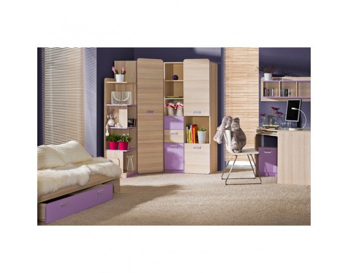 Rohový PC stolík Ego L11 - jaseň / zelená