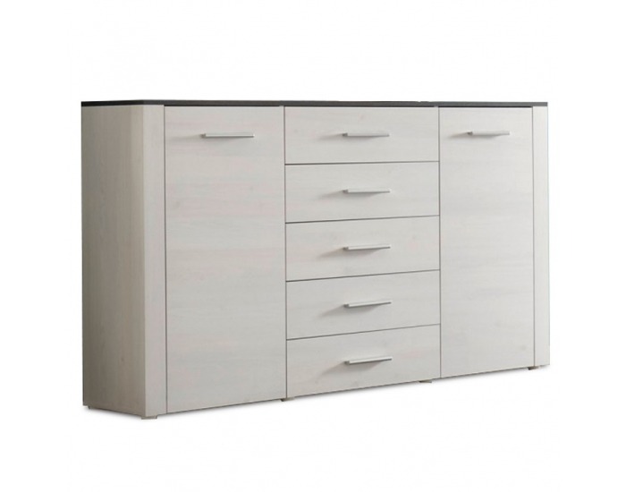 Dvojdverová komoda Dastan - biela / tmavohnedá touchwood