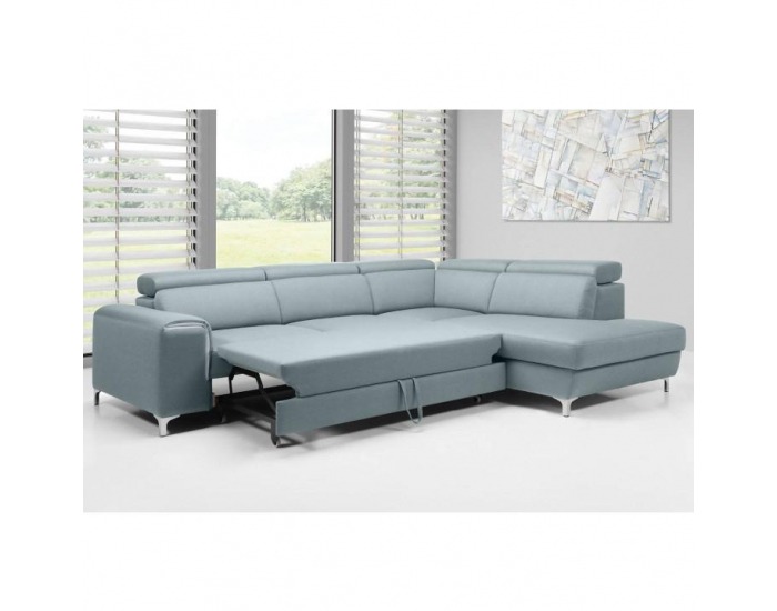 Rohová sedačka s rozkladom Gevona 3FBL+R+OSP P - mentolová / krémové šitie