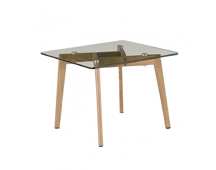 Sklenený konferenčný stolík Pedrek Typ 1 - priehľadná / buk