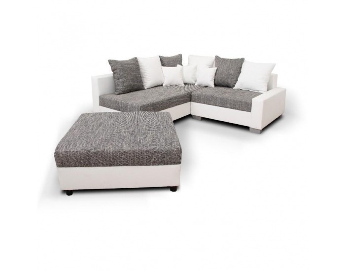 Rohová sedačka s rozkladom Petrana New L - hnedá ekokoža / svetlohnedý šenil (Berlin 03)