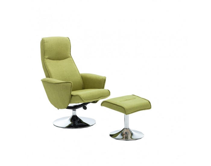 Relaxačné kreslo s podnožkou Lonato - zelená Greenery / oceľ