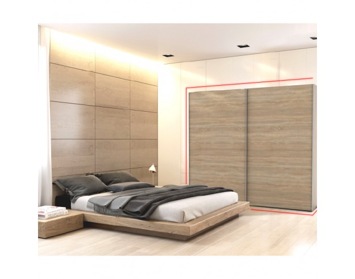 Šatníková skriňa s posuvnými dverami Ria 250 - dub riviera