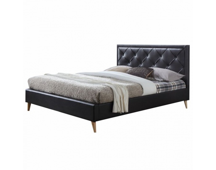 Čalúnená manželská posteľ s roštom Puffie 160 - tmavohnedá