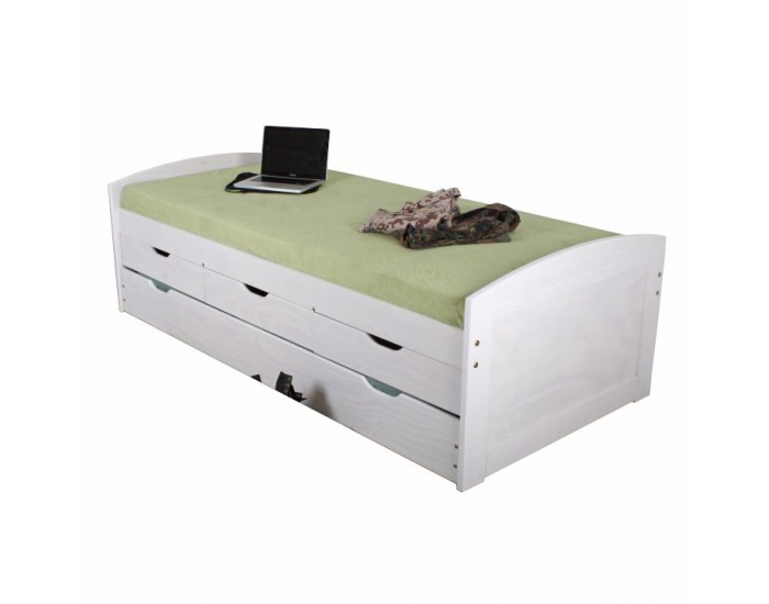 Drevená posteľ s prístelkou Marinella 90 - biela
