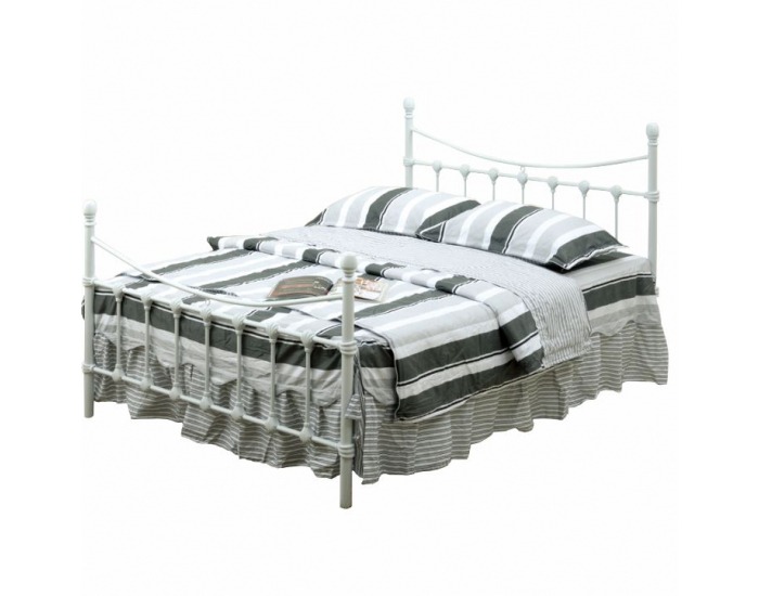 Kovová manželská posteľ s roštom Nieves 140 - biela