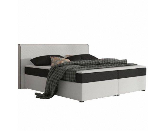Čalúnená manželská posteľ s matracmi Novara 160 - biela / čierna (komfort)