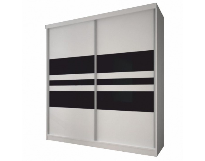 Šatníková skriňa Multi 11 2D 233x218 cm - biela / čierne sklo