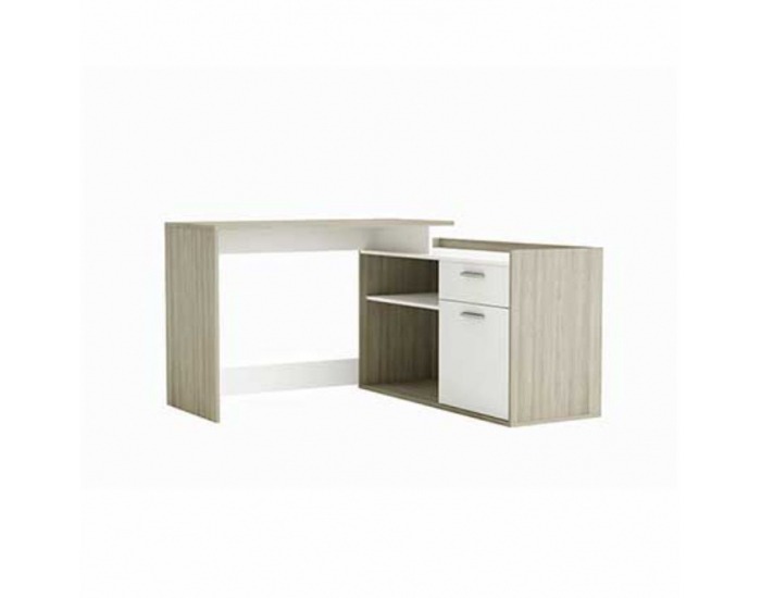 Rohový PC stolík Nevadis - biela / dub shanon