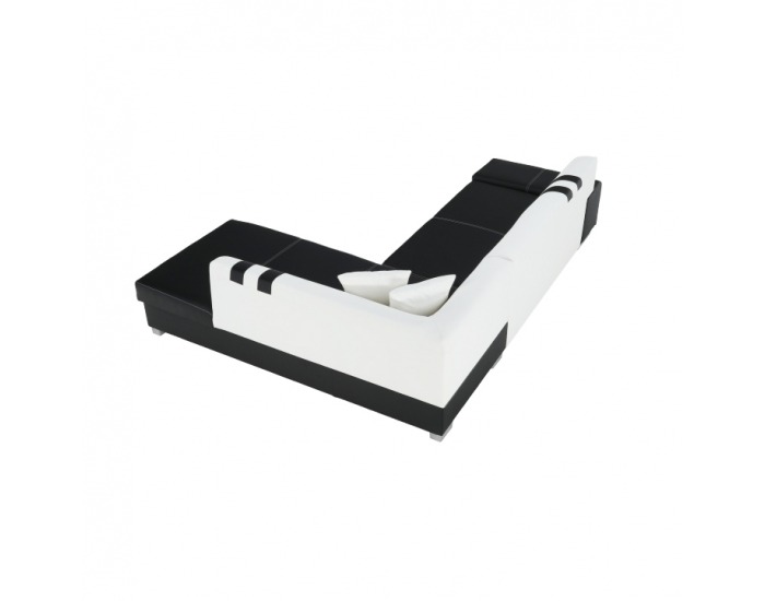 Rohová sedačka s rozkladom a úložným priestorom Peter New P - čierna / biela