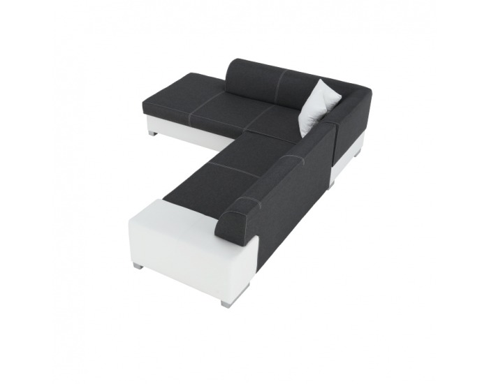 Rohová sedačka s rozkladom a úložným priestorom Peter New L - biela / sivá