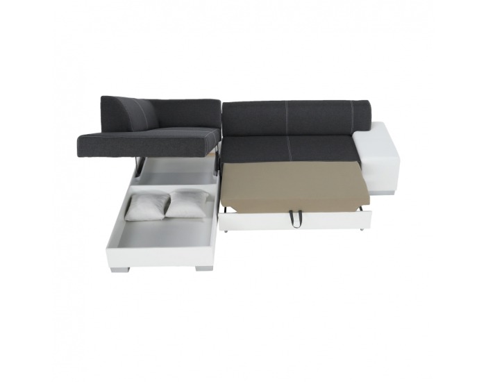 Rohová sedačka s rozkladom a úložným priestorom Peter New L - biela / sivá