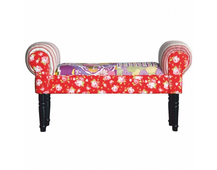 Lavica do predsiene Charade - červený vzor / wenge