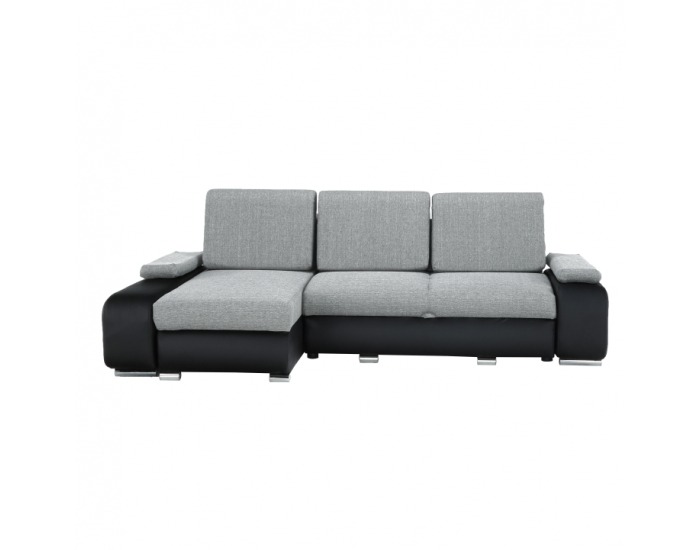Rohová sedačka s rozkladom a úložným priestorom Late L - čierna / sivá