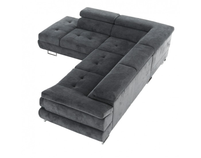 Rohová sedačka s rozkladom a úložným priestorom Buton R L - sivá