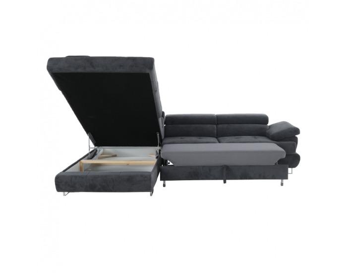 Rohová sedačka s rozkladom a úložným priestorom Buton R L - sivá