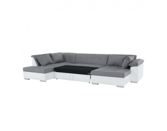 Rohová sedačka U s rozkladom Lemon L - biela / svetlosivá