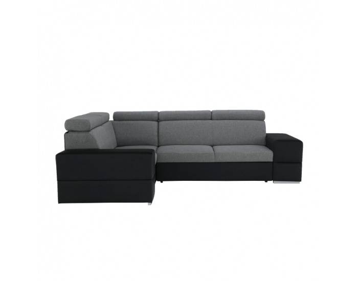 Rohová sedačka s rozkladom a úložným priestorom Monako L - svetlosivá / čierna