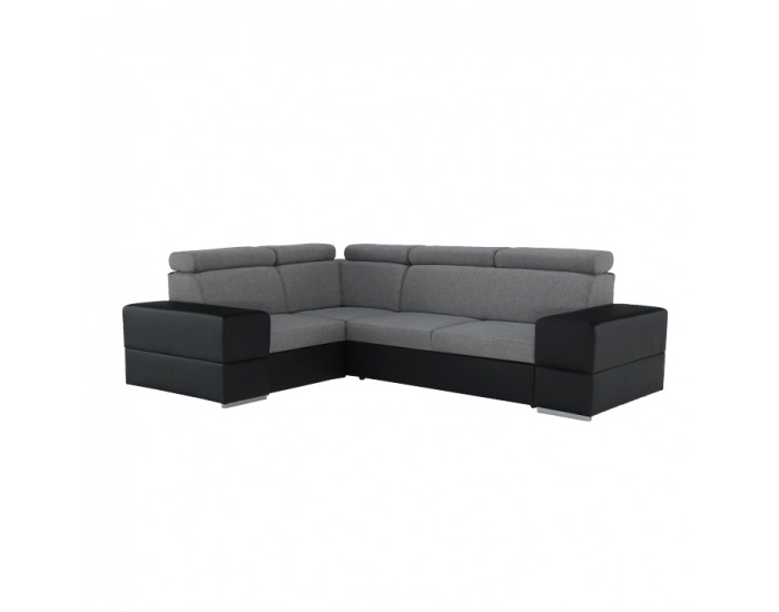Rohová sedačka s rozkladom a úložným priestorom Monako L - svetlosivá / čierna
