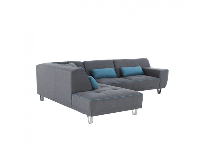 Rohová sedačka s rozkladom Derba L - tmavosivá / petrolejová