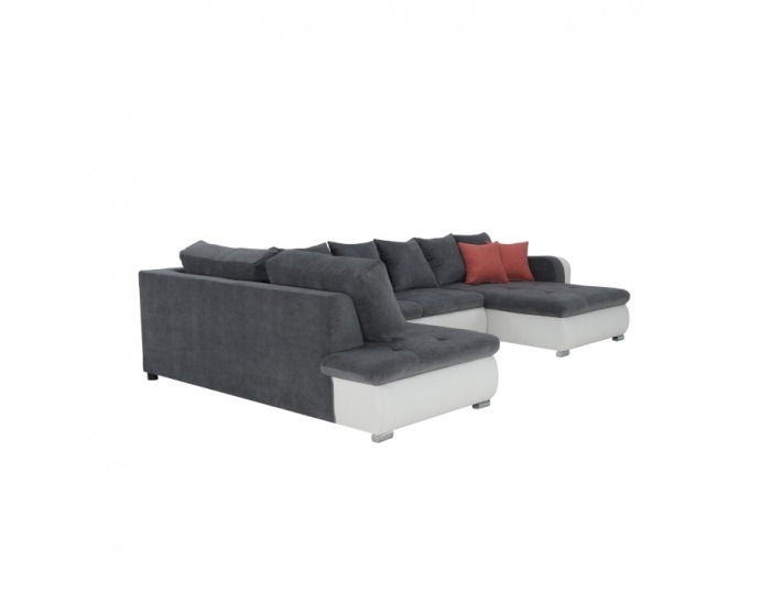 Rohová sedačka s rozkladom Kastor L - biela / sivá