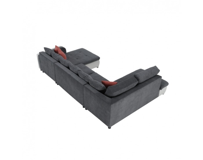 Rohová sedačka s rozkladom Kastor L - biela / sivá