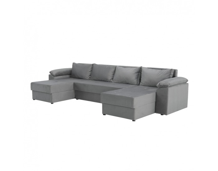 Rohová sedačka U s rozkladom a úložným priestorom Dalas L/P - sivá