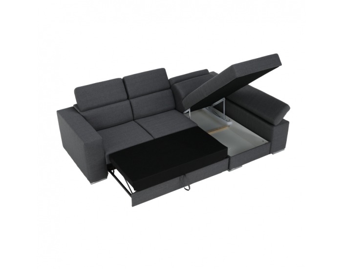 Rohová sedačka s rozkladom a úložným priestorom Dona P - sivá