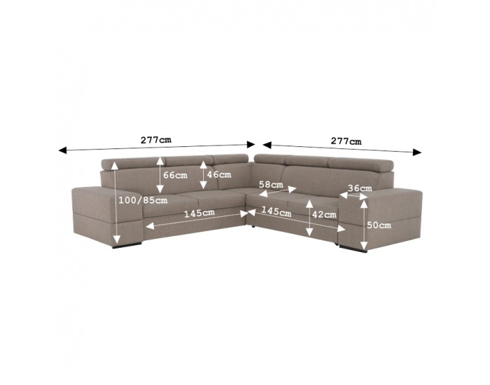 Rohová sedačka s rozkladom a úložným priestorom Monako L - cappuccino