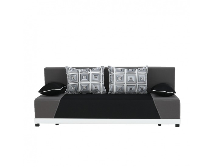 Rozkladacia pohovka s úložným priestorom Rokar - čierna / sivá / vzor