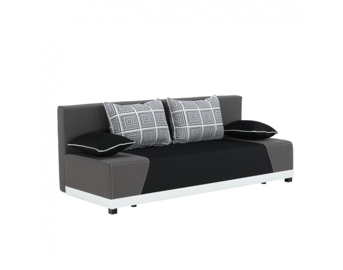 Rozkladacia pohovka s úložným priestorom Rokar - čierna / sivá / vzor