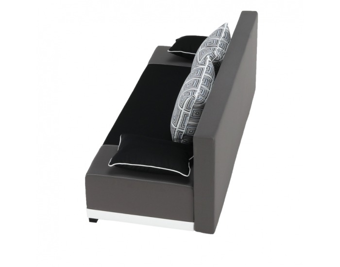 Rozkladacia pohovka s úložným priestorom Rokar - čierna / sivá / vzor