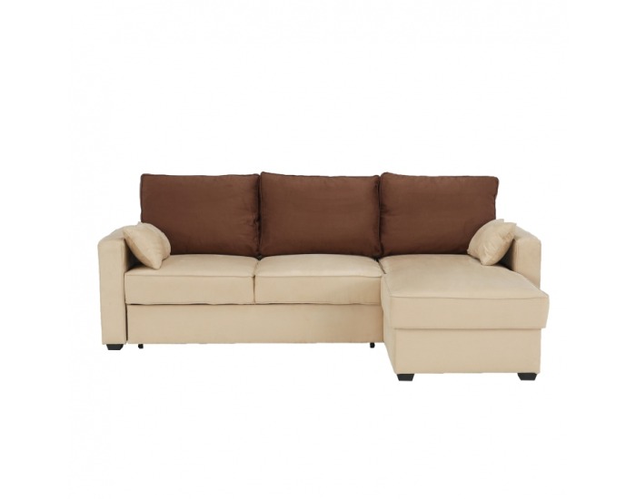 Rohová sedačka s rozkladom a úložným priestorom Mamba L/P - béžová / čokoládová