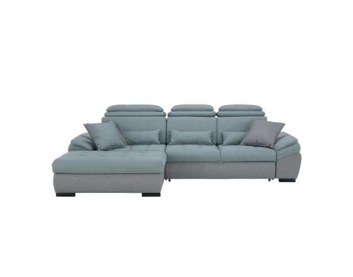 Rohová sedačka s rozkladom a úložným priestorom Natik L - sivá / mentolová