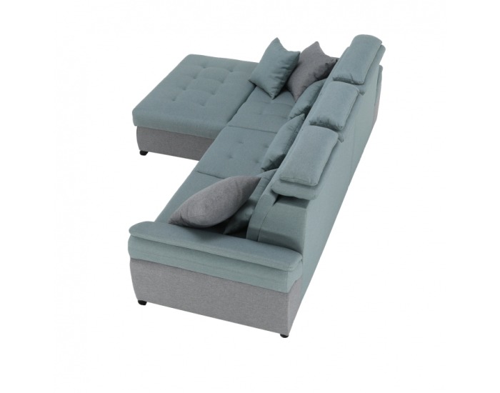 Rohová sedačka s rozkladom a úložným priestorom Natik L - sivá / mentolová