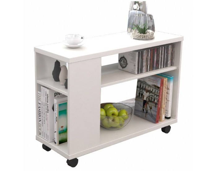 Príručný stolík na kolieskach Zoela - biela