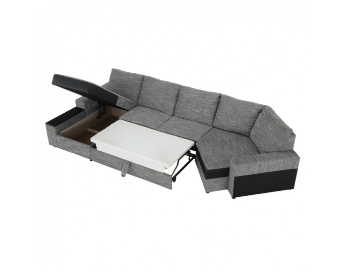 Rohová sedačka s rozkladom a úložným priestorom Roy L - čierna / sivohnedá