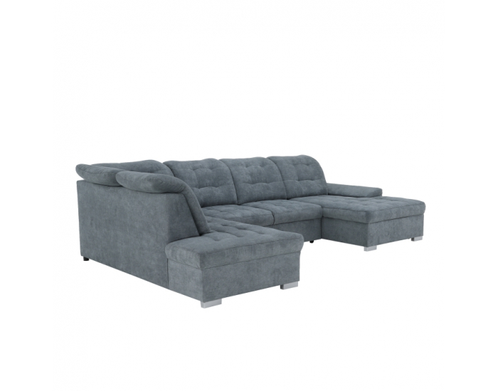 Rohová sedačka U s rozkladom a úložným priestorom Nicoleta L - sivá