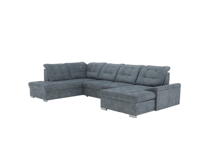 Rohová sedačka U s rozkladom a úložným priestorom Nicoleta L - sivá