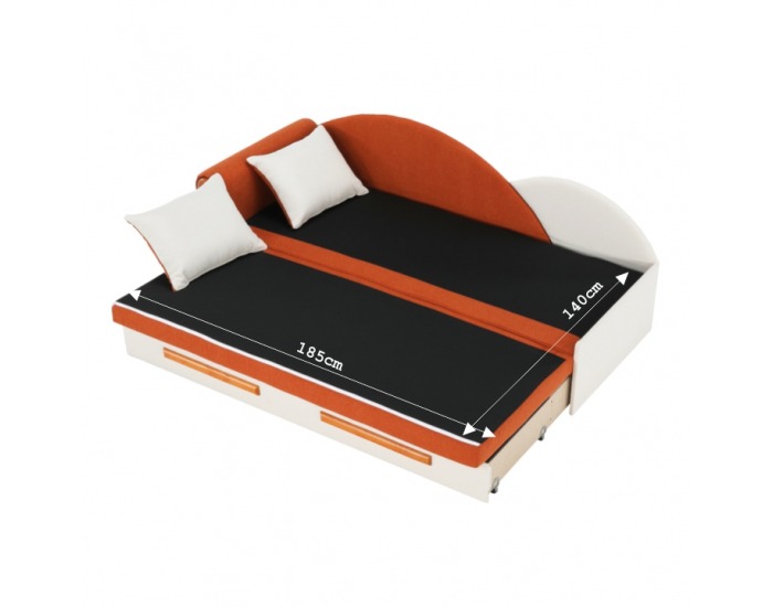 Rozkladacia pohovka s úložným priestorom Diane L - oranžová / béžová