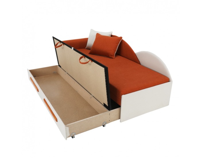 Rozkladacia pohovka s úložným priestorom Diane L - oranžová / béžová