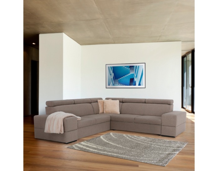 Rohová sedačka s rozkladom a úložným priestorom Monako L - cappuccino