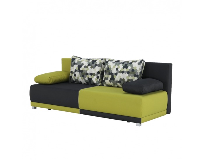 Rozkladacia pohovka s úložným priestorom Spiker - zelená / sivá / vzor