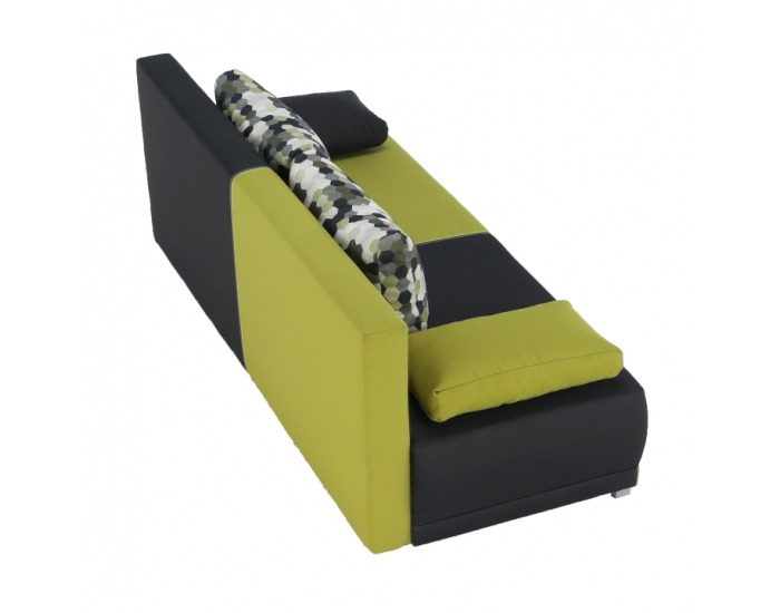 Rozkladacia pohovka s úložným priestorom Spiker - zelená / sivá / vzor