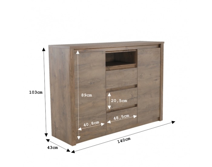 Dvojdverová komoda Monte 7 - dub lefkas